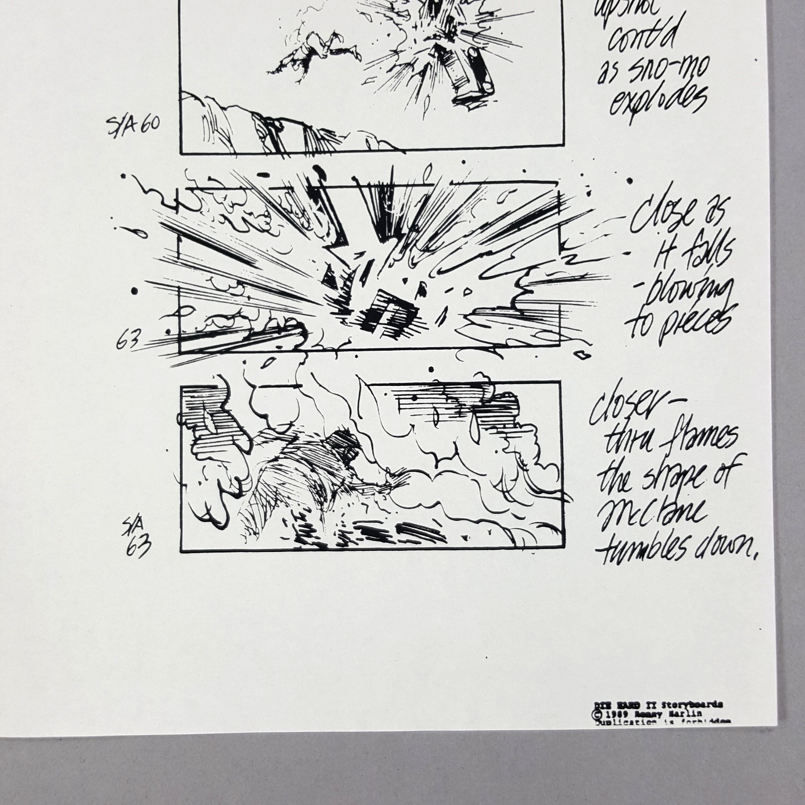 Image 9 of Die Hard 2 - Production Used Storyboard, Bruce Willis Snowmobile Chase, Prop 19