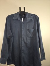 Arrow Shirt Mens Size XL 17.5 34/35 Navy Blue Long Sleeve Button Up