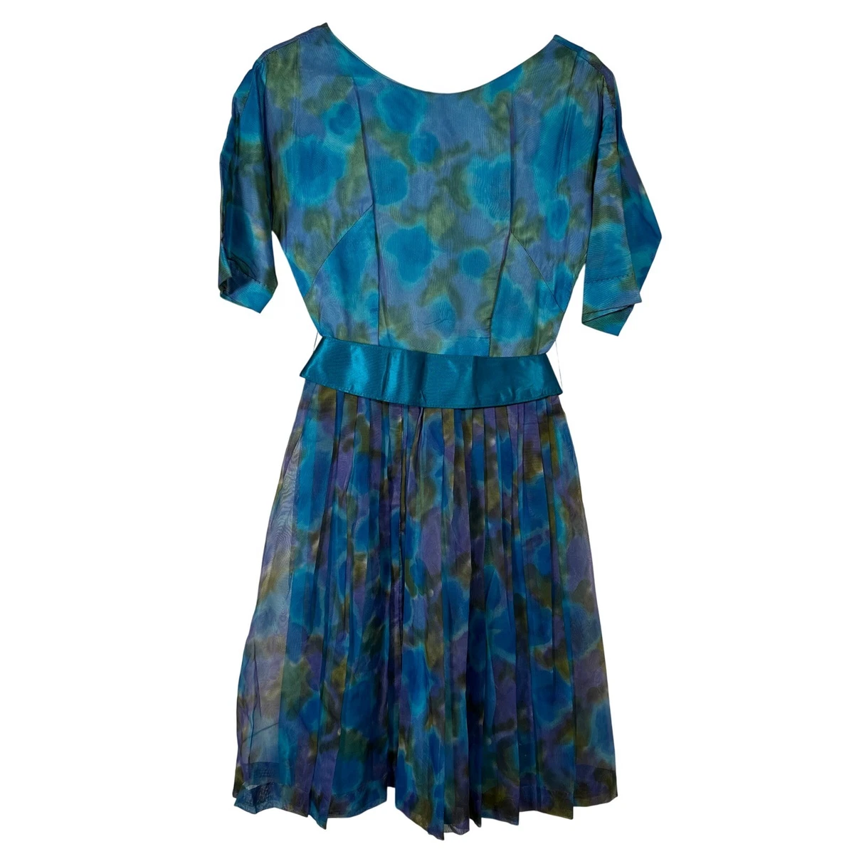 sachin and babi light blue dress 1950s Sheer Overlay Floral Party Dress