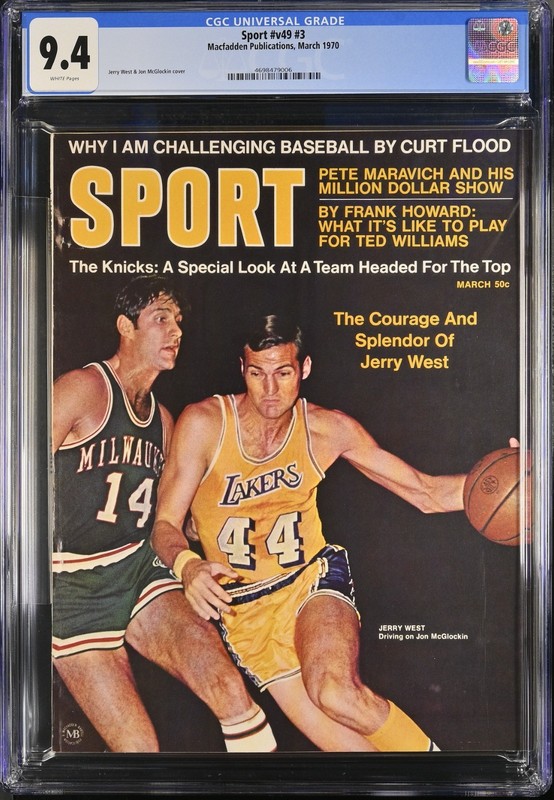 Sport v49 #3 March 1970 Jerry West & Jon McGlockin Cover Top Pop 1 CGC 9.4 CL69