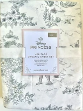 Pottery Barn Kids Disney Princess Heritage 100% Organic Cotton Twin Sheet Set