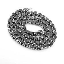 NATURAL BLACK DIAMOND UNISEX TENNIS NECKLACE 25 CT 20 INCH SOLID 14K WHITE GOLD
