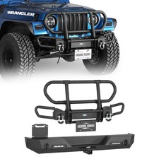 Rock Crawler Front Rear Bumper Kit W Grille Guard For Jeep Wrangler 87-06 Yj Tj