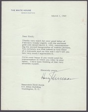 HARRY S TRUMAN - TYPED LETTER SIGNED 03/01/1949