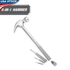 5 in 1 Hammer Set W/ Screwdrivers Rust Resistant Lightweight Durable Tool New
