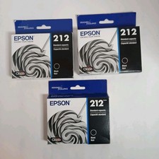 Set Of Three 3 Epson 212 Black Standard Capacity Ink Cartridges New