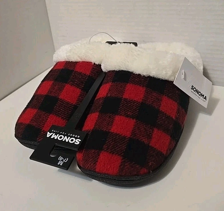 Брендовые женские тапочки SOMOMA красный черный буйвол в клетку - размер 7-8 новый с Ярлыками - Изображение 4 из 4