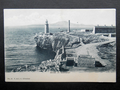 Leuchtturm & Gebäude Straße von Gibraltar *Vintage* V & J C Gibraltar um 1905 #44