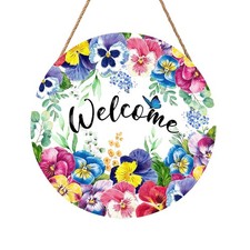 Welcome Spring Summer Floral Flowers Wreaths Sign for Front Door Decor Farmhouse