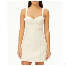 NWT REFORMATION Jeans Nikki Bustier Denim Mini Dress In Vintage White Size 8