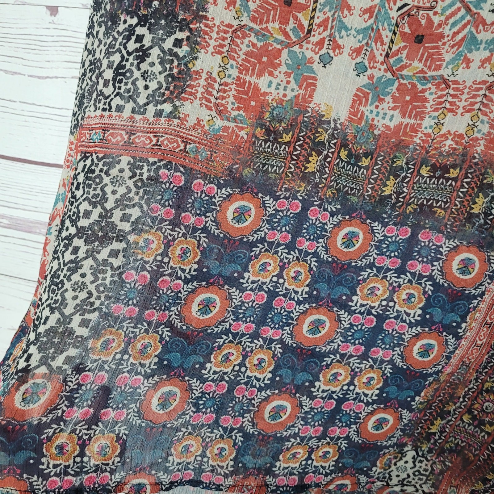 ASOS Multicolor Boho Patchwork Prairie Print V-Ne… - image 3