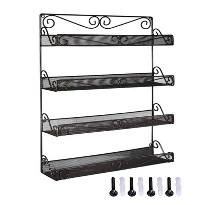 AMT Spice Rack, Wall Mount Organizer, Pantry Cabinet Door Shelf Storage, Kitc...