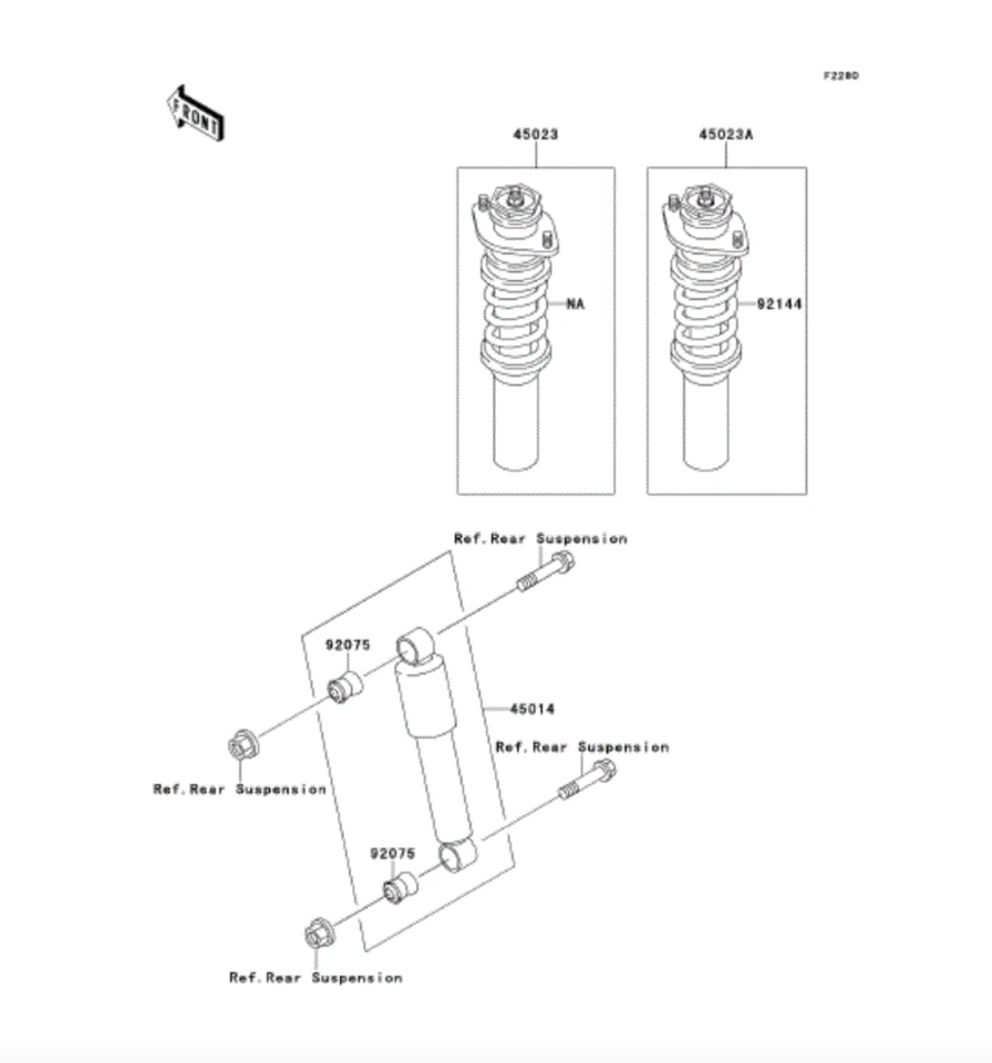 Amortiguador delantero para Kawasaki Mule 2500 2520 3000 3020 4000 (93-17) paquete de 2 Foto 2 de 4
