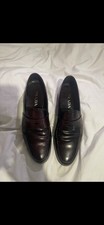 PRADA Mens 8 Penny' Loafers Spazzolato FumeBurgundy Designer SlipOn Dress Shoe