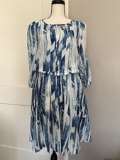 Vince Camuto Bell Sleeve Chiffon Shift Dress Boho Blue Women's Sz 2 VC2A1100 NWT