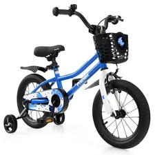 4" Toddler Bike Height-Adjustable Kids Bike w/Removable Training Wheels & Basket