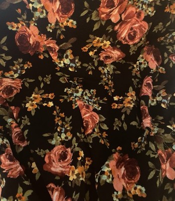 Pink, Rose, Black Crêpe Knit fabric, Slight Stretch, 62 Inches Wide. ￼