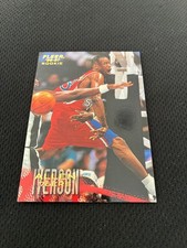 ALLEN IVERSON ROOKIE FLEER 1996-97 PHILADELPHIA 76ERS RC NRMT BASKETBALL CARD. rookie card picture