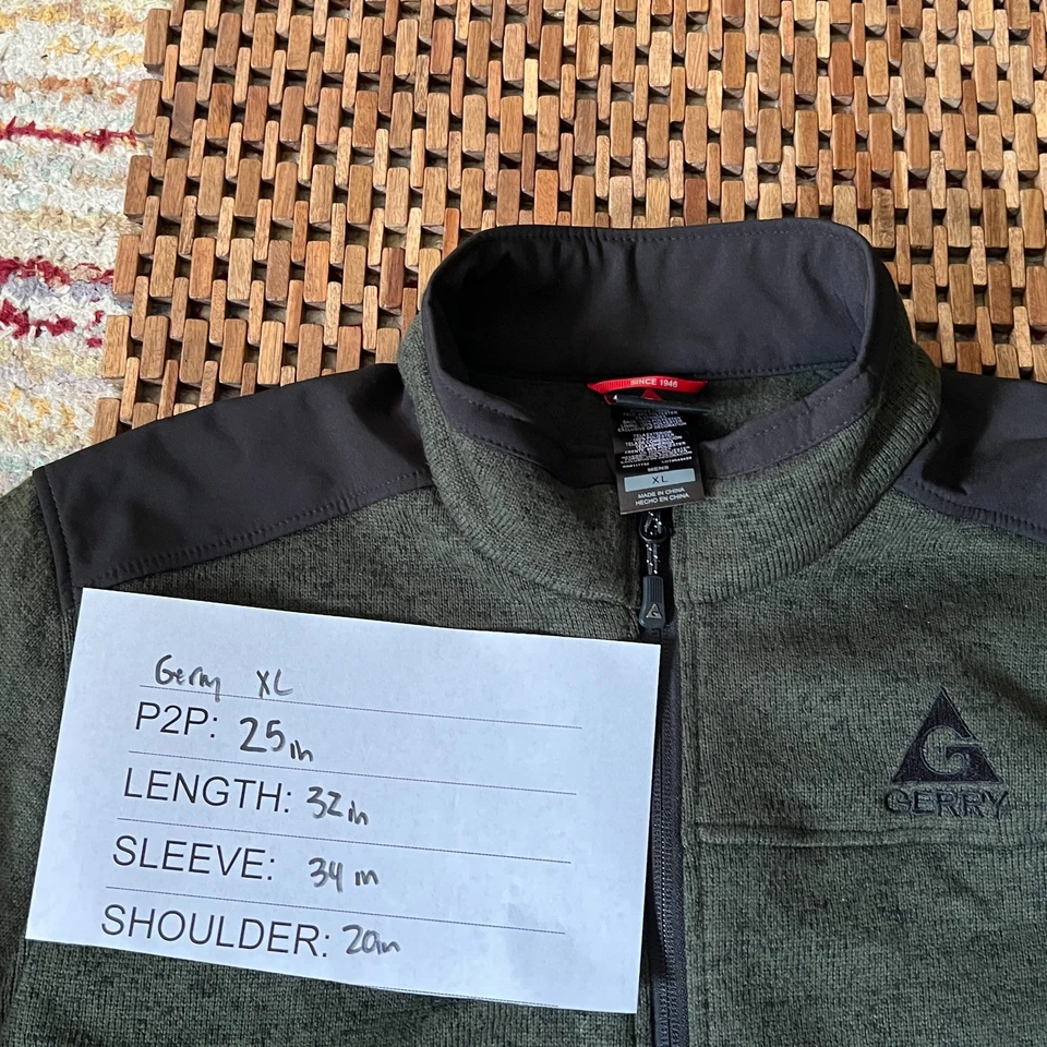 Chaqueta polar Gerry Tech cremallera completa verde selva negra para hombre talla XL Foto 3 de 3