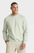Goodfellow  Co Men's French Terry Crewneck Pullover Sweatshirt Sage Green Large