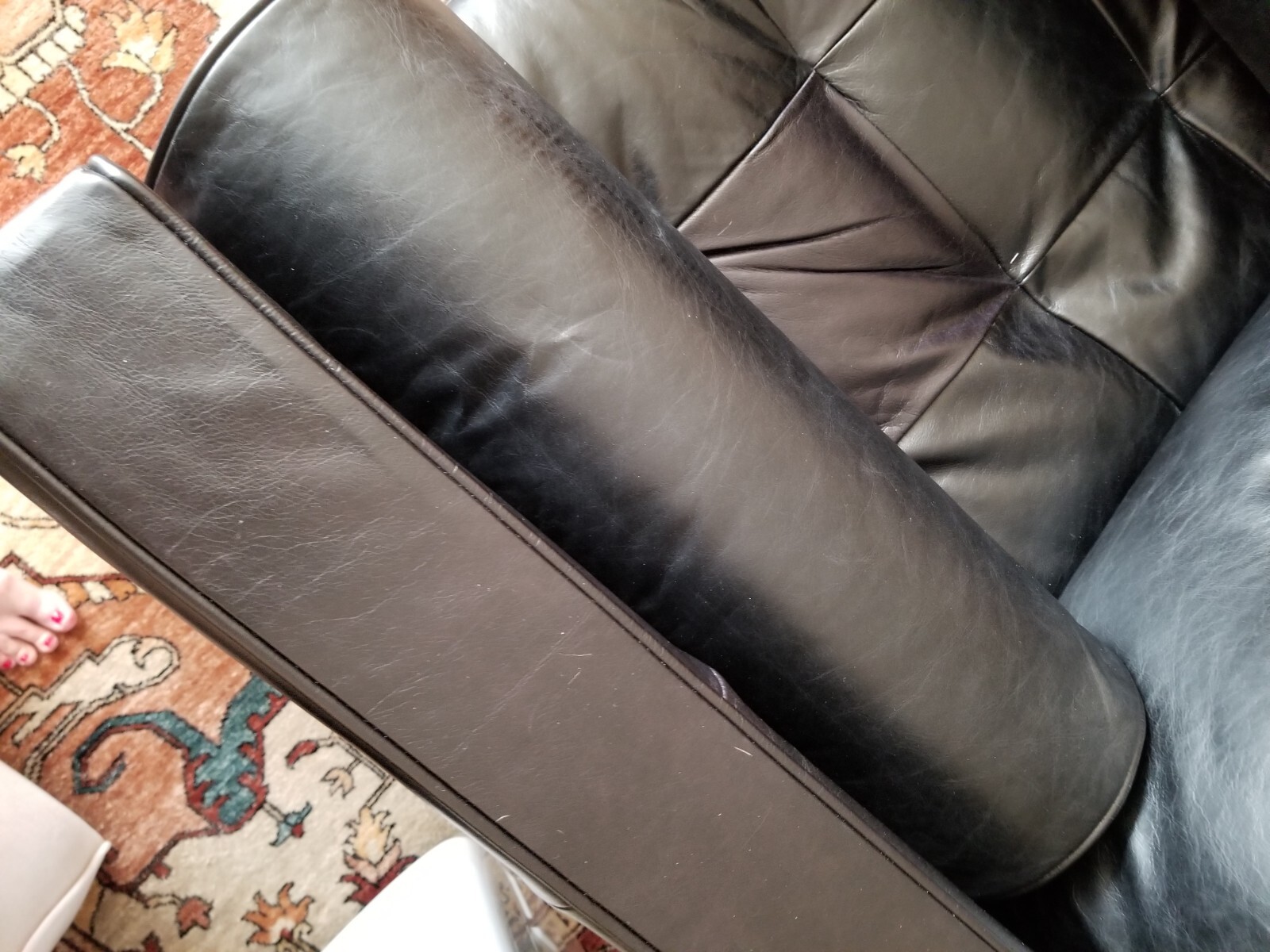 BLACK GENUINE LEATHER BOLSTER PILLOWS (PAIR)NEW22 inches long, 7 inch