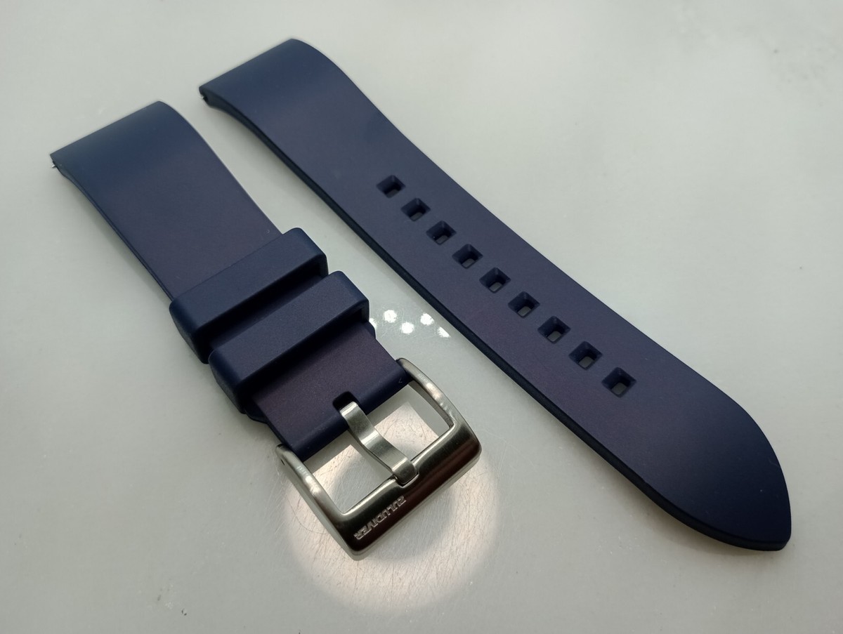 New Zuludiver 22mm Curved Quick Release Blue FKM Rubber Divers Watch Strap  6A187