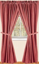 Heritage House Check Barn Red and Nutmeg 72" x 63" Lined Cotton Curtain Panels