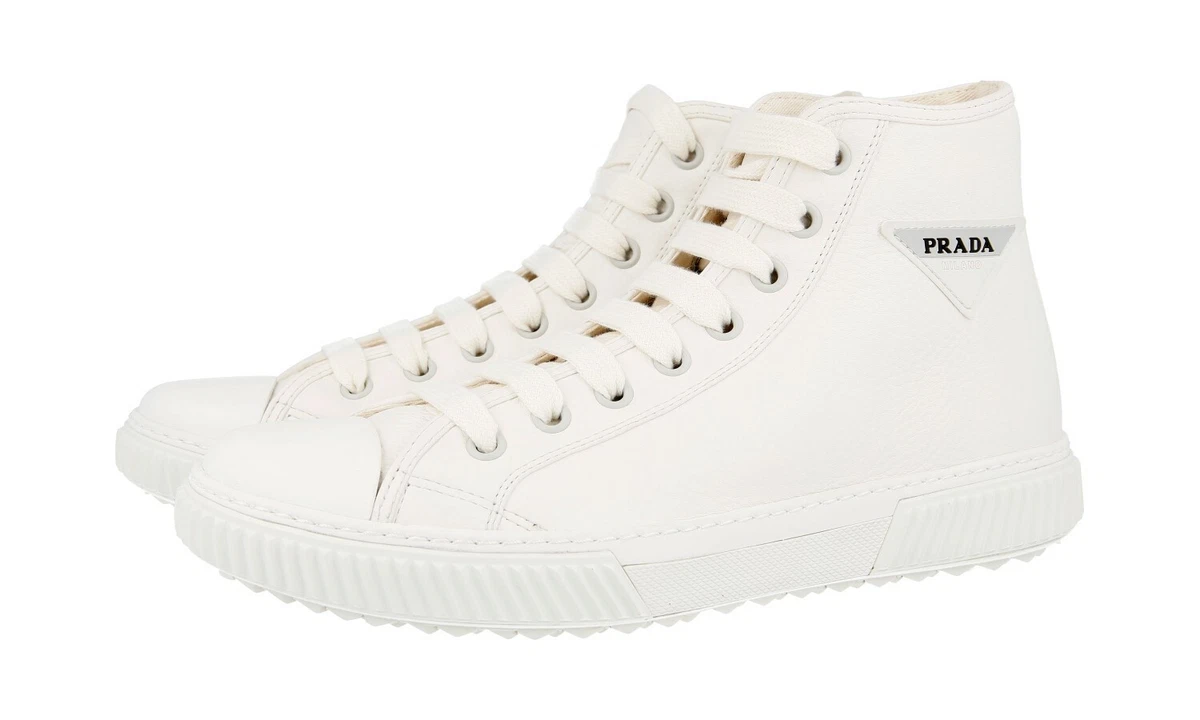 Prada white high shop top sneakers