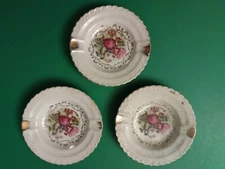3 Vintage Porcelain Ashtrays, Beautiful Victorian Italia Man Woman Countryside