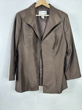 Victor Costa Women’s 14 Brown Solid Long Sleeve Classic Blazer Jacket