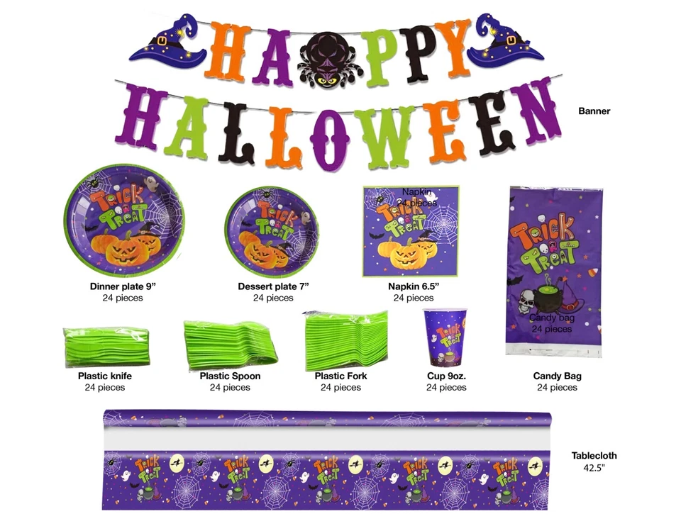 GAMI UNLIMITED Trick or Treat Halloween Party Set - 24 Pcs Tableware Set - Image 2 of 4