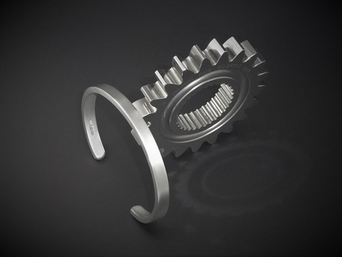 Men's Gents Solid Sterling "Silver Matte" Rectangular Torque, Bangle, Bracelet - Picture 2 of 11
