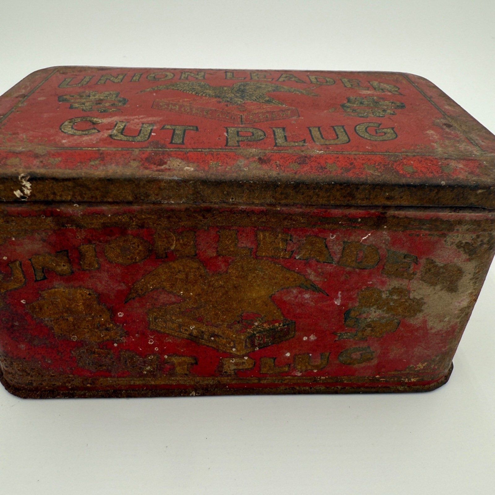 Vintage “Union Leader Cut Plug” Tobacco Advertising Tin Empty  Container