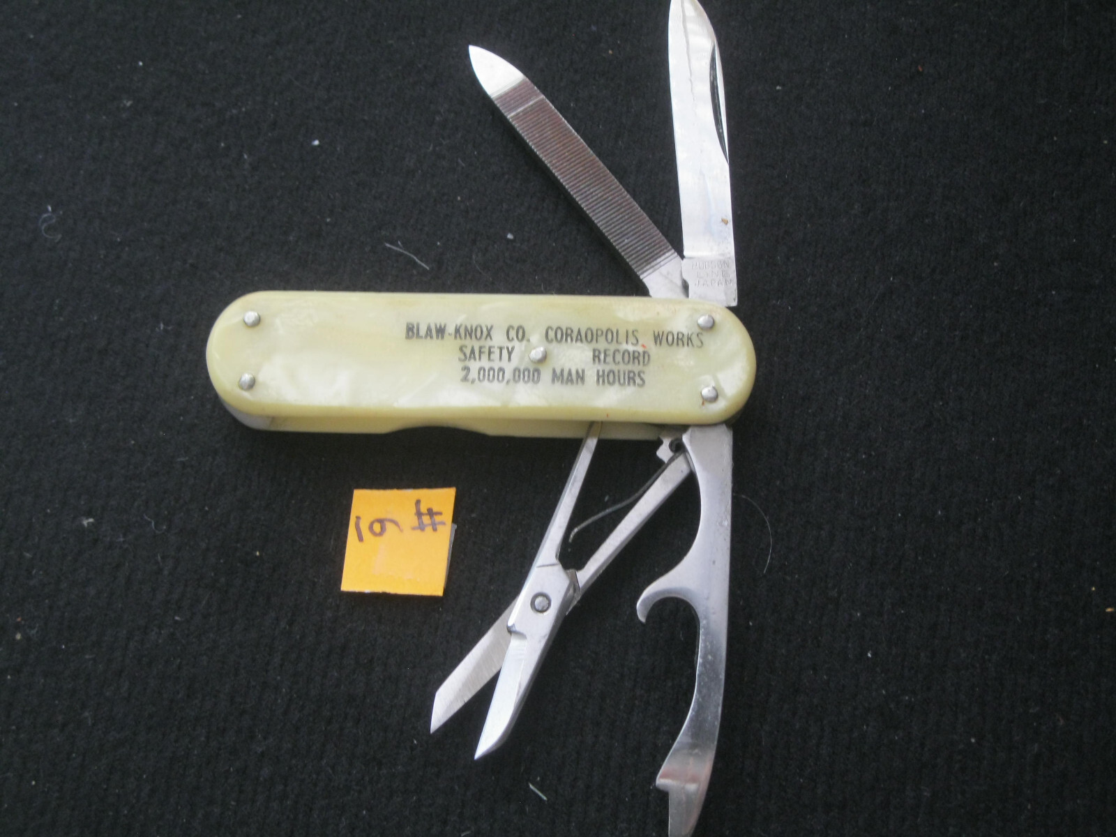 Japan: "Blaw-Knox Co. Coraopolis Works Safety" nailcare multi-tool gold MoP(#7)