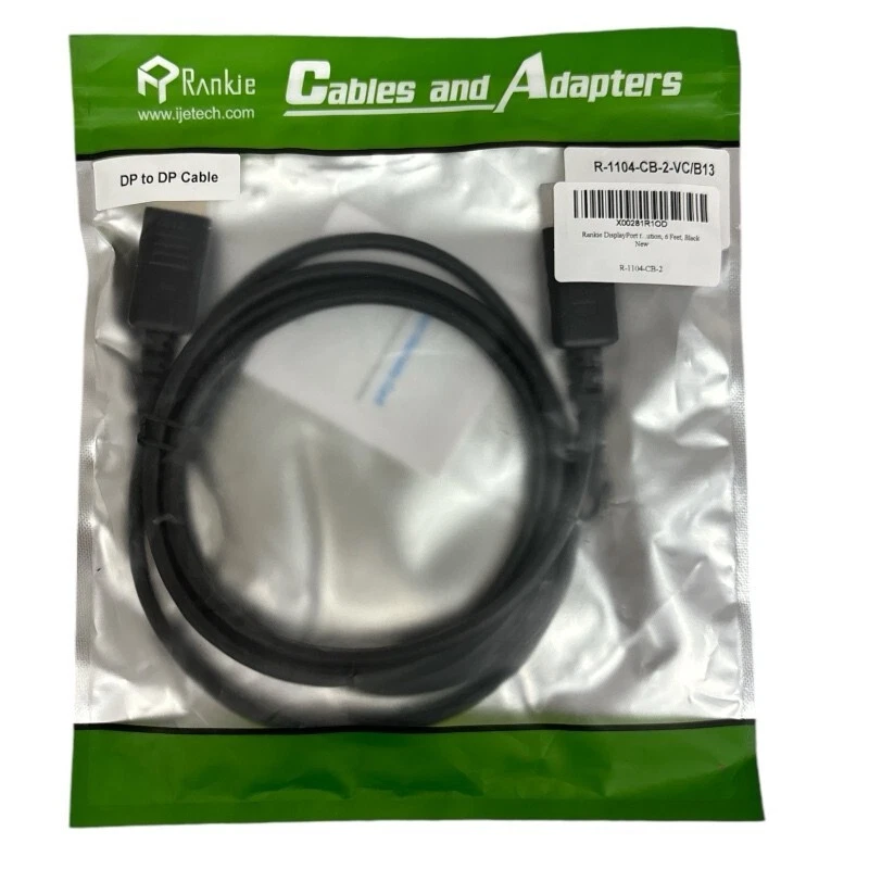 Display port to Display Port Cable D-Port Male to Male 6' Cord Black - Image 2 of 2