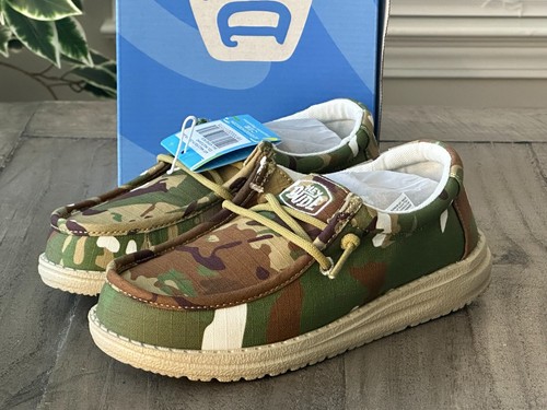 Hey Dude Boy's US Y1 L2 Wally Camouflage Multi Camo Shoes Slip On Sneakers - Picture 6 of 16