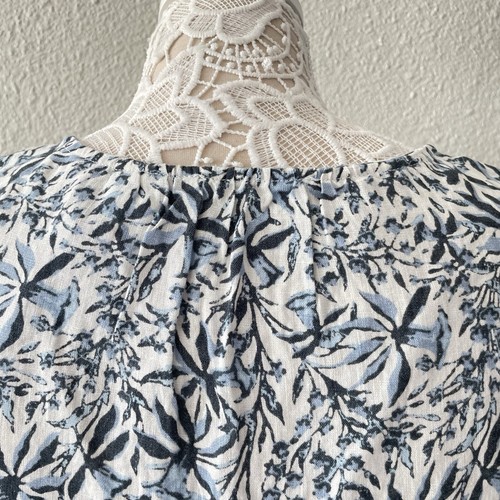 Lucky Brand 100% Leinen Blumen Stufen Boho Beach Resort Weiß Kleid Sommer XL - Bild 7 von 11
