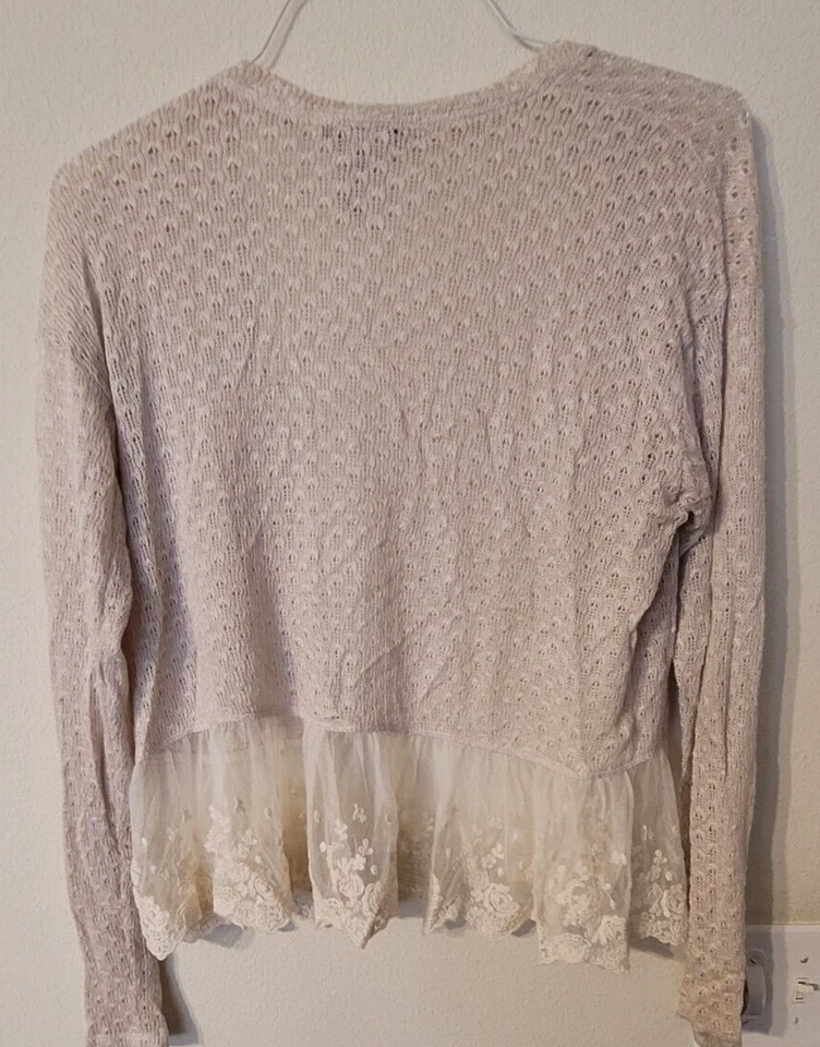 Cárdigan abierto para mujer American Rag tejido de encaje crema talla mediana  Foto 2 de 4