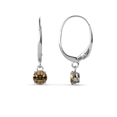 Rauchquarz 1/2 ctw 4 mm Vier Krappen Ohrhänger & Ohrhänger 14K Gold JP:66967