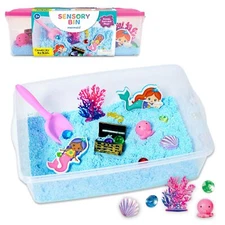 Mermaid Sensory Bin Kit for Toddlers 3 Years Wiggly Foam Toys Gems Treasure C...
