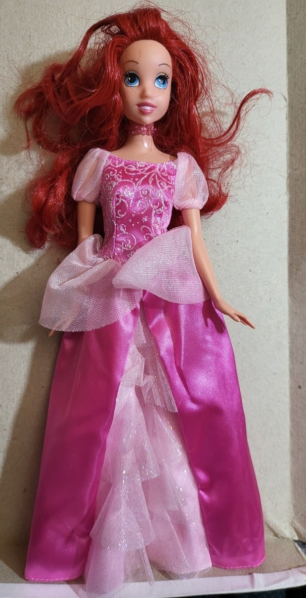 ARIEL Vintage Disney The Little Mermaid Glitter Doll Pink Dress