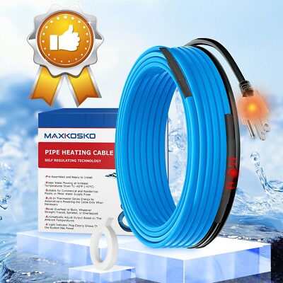 MAXKOSKO Electric Pipe Heat Tape for Pipe Freeze Protection,120V Self-Regulating