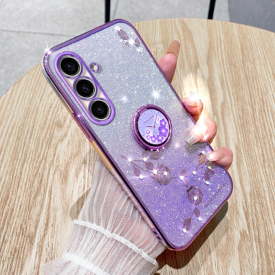 For iPhone Samsung S24 Huawei OnePlus 6D Plating Ring Holder Phone Case Cover
