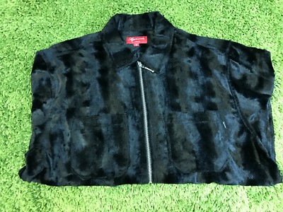 Supreme F/W 2017 Cheetah Pile Zip Up Shirt (Black) Size M Box Logo