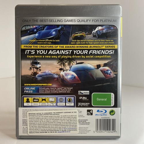 Need For Speed: Hot Pursuit - Platinum (Sony, PS3) PlayStation 3 manual included - Picture 2 of 6