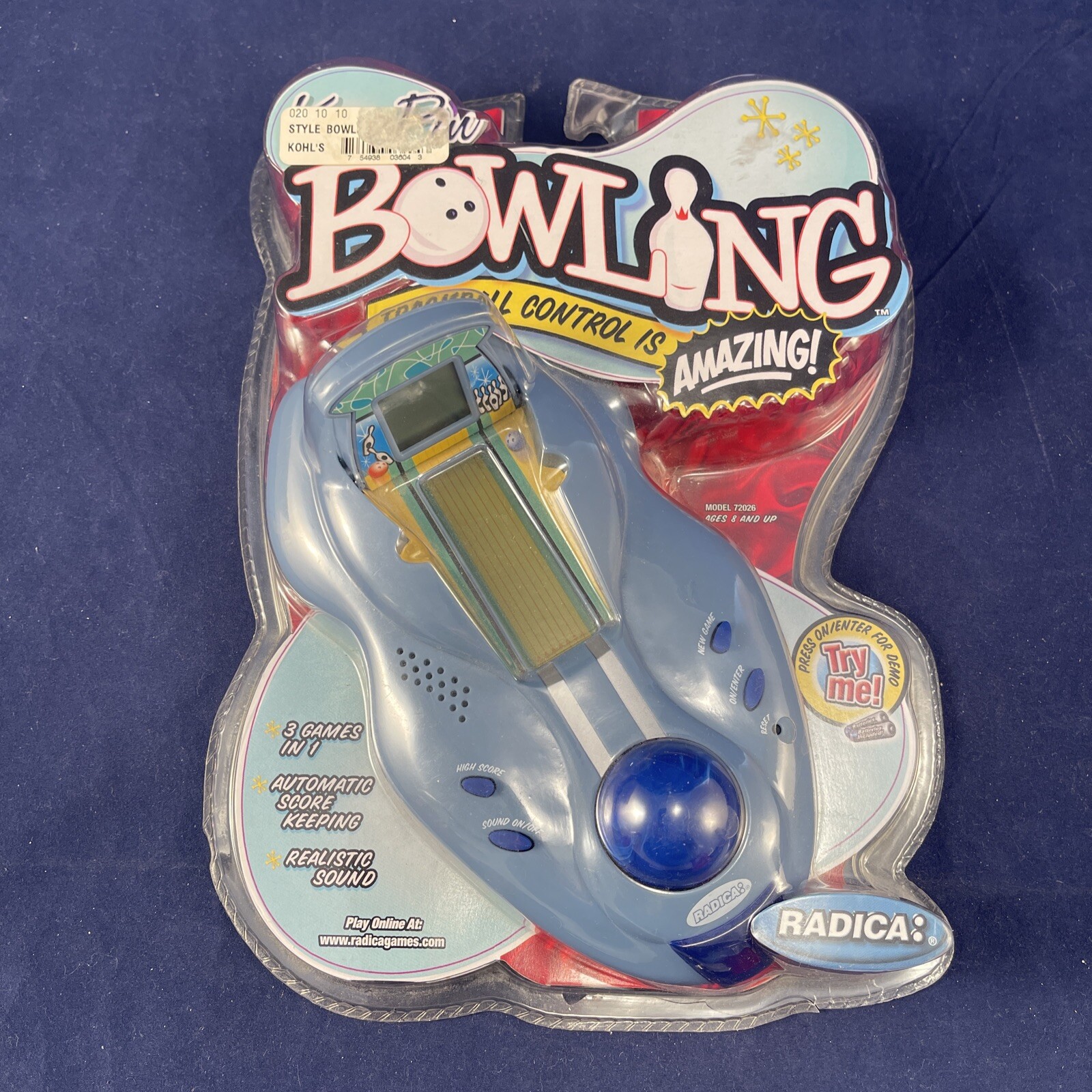 New Radica King Pin Bowling Electronic Handheld Game 2001 Trackball Vintage