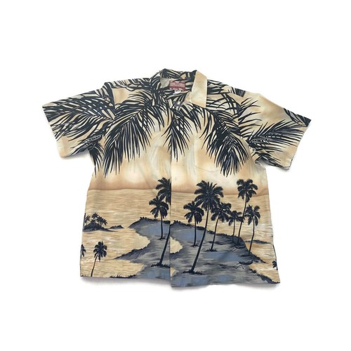 Vintage RJC Camisa Hawaiana Aloha palmeras océano Surf Crema Azul Talla 2XL  Exc | eBay