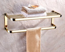Golden Brass Wall Mounted Bathroom Accessories Towel Bar Holder Shelf 2ba841