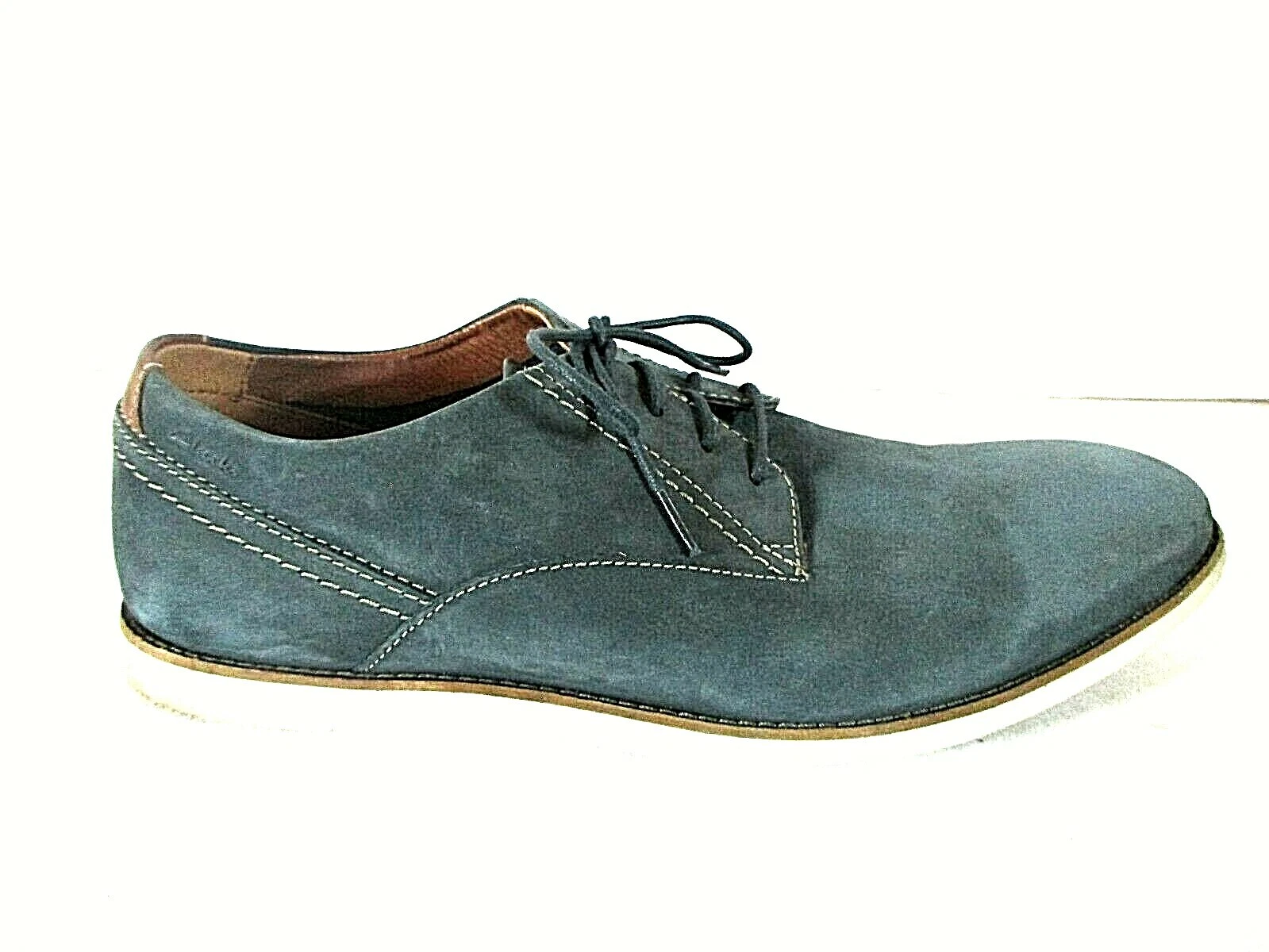 Clarks Gray Suede Leather Casual Lace Up Oxford Shoes Mens 13 M (SM4)pmg1
