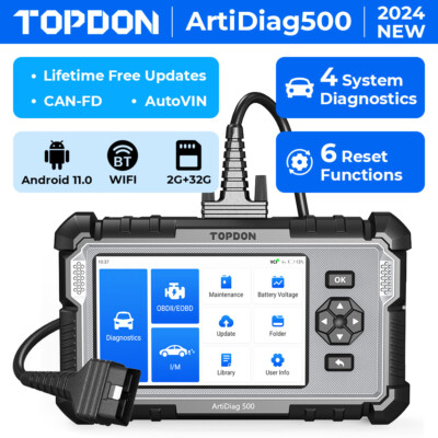 TOPDON AD500 Four System OBD2 Scanner Car Diagnostic Tool Check Engine Fault US